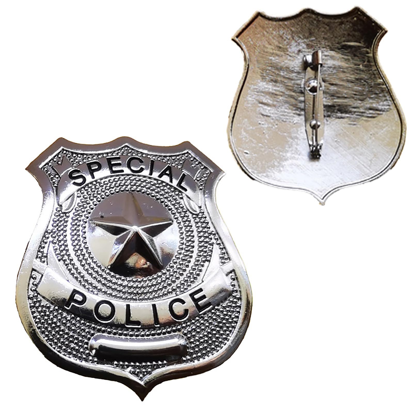 Silver Fake Police Swat Badge for Adult Kids 2 szt, normalny, Żelazo
