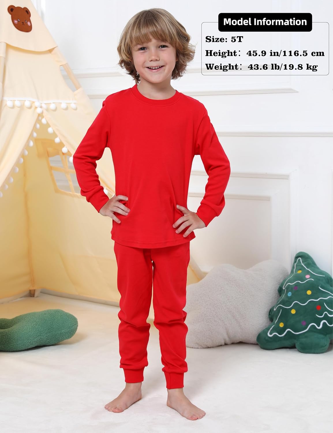 A&J DESIGN Pajamas Set for Kids 2-14 Years, 100% Cotton Solid Color 2 Piece Pjs - Image 3