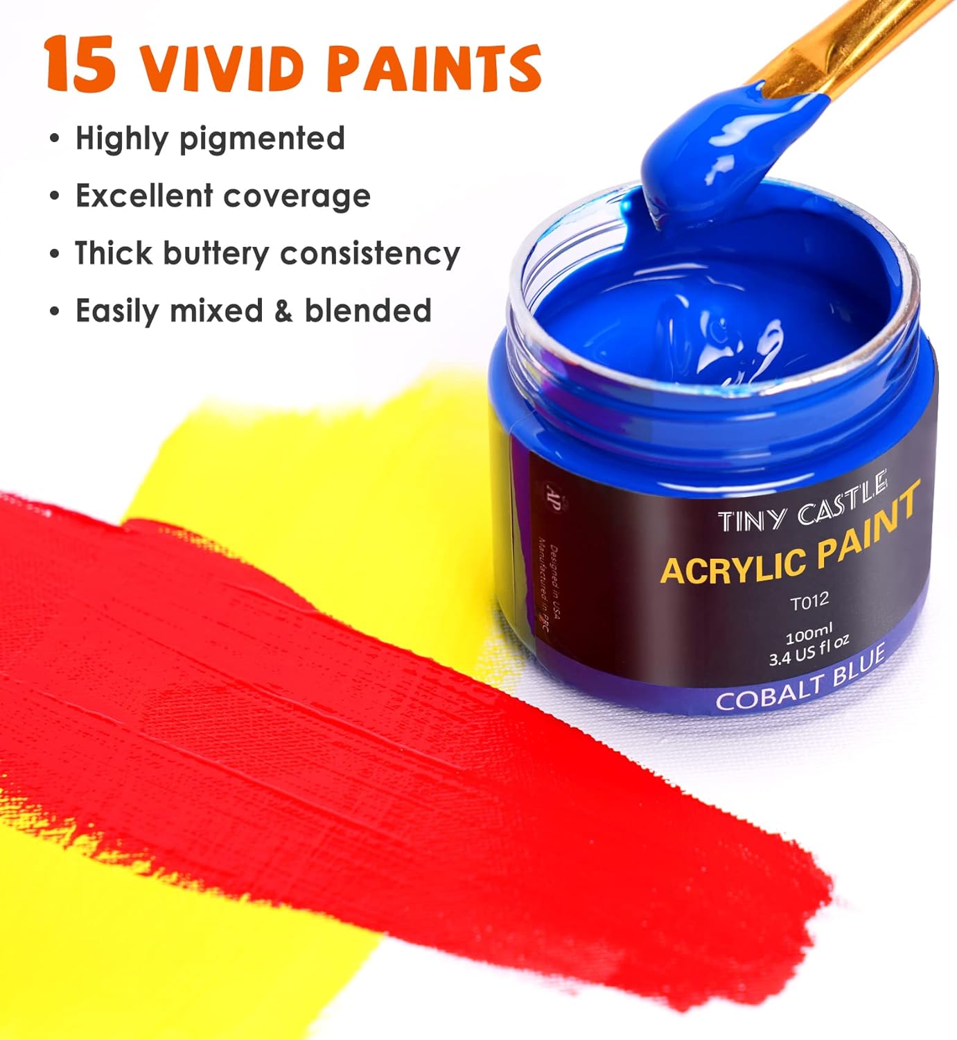 Acrylic Painting Set, Art Painting Kit for Artists, French Wooden Easel, 15 x 100ML Acrylic Paints, 10 Paintbrushes, Stretched Canvases & Panels, Deluxe Paint Set for Adults, Beginners and Artists