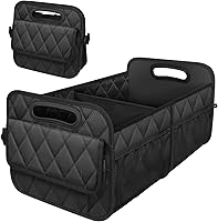 Deosk 50L Waterproof Car Trunk Organizer with 6 Pockets - Foldable SUV Storage for Women & Men, Black Polyester