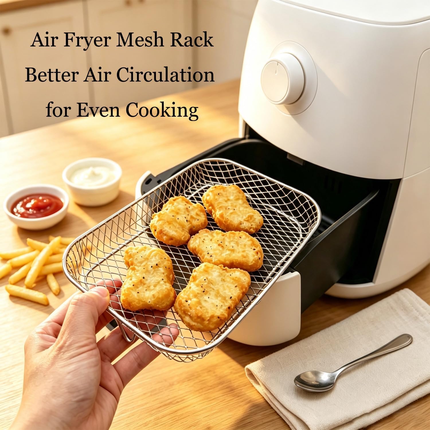 304 Stainless Steel Air Fryer Racks, 3Pcs Frying Grills for Oven image 3