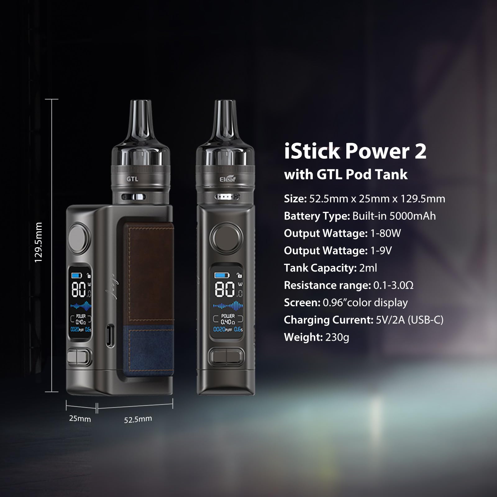 Eleaf iStick Power 2 Kit Cigarettes électroniques 80W avec 4.5ml GTL Pod  Tank 5000mAh Vape Kit Sans nicotine Blue : Amazon.fr: High-Tech
