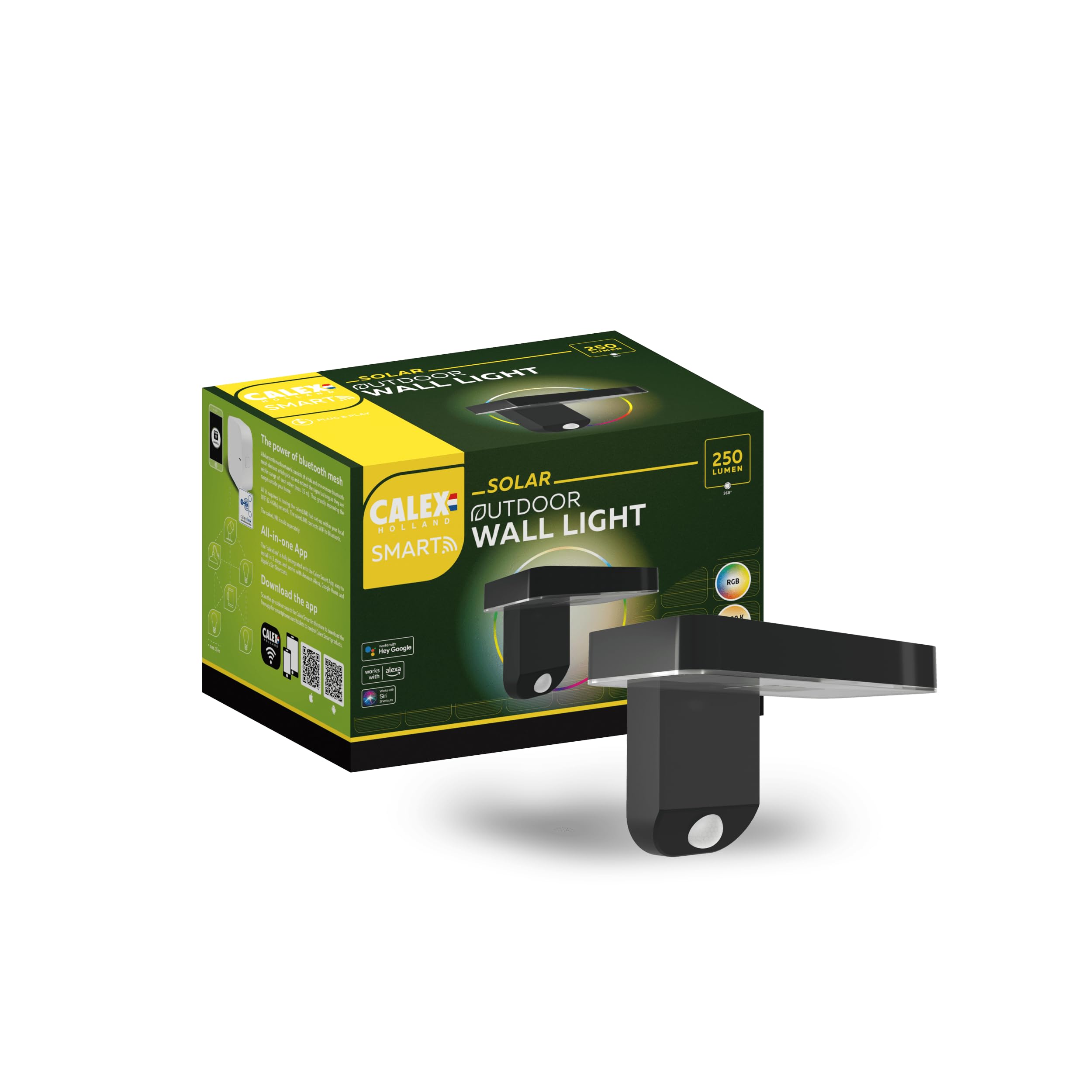 CALEX Smart Outdoor Solar LED Wandleuchte, 2er Pack, integriertes LED-Modul, wasserdicht, App- & Sprachsteuerung, Schwarz