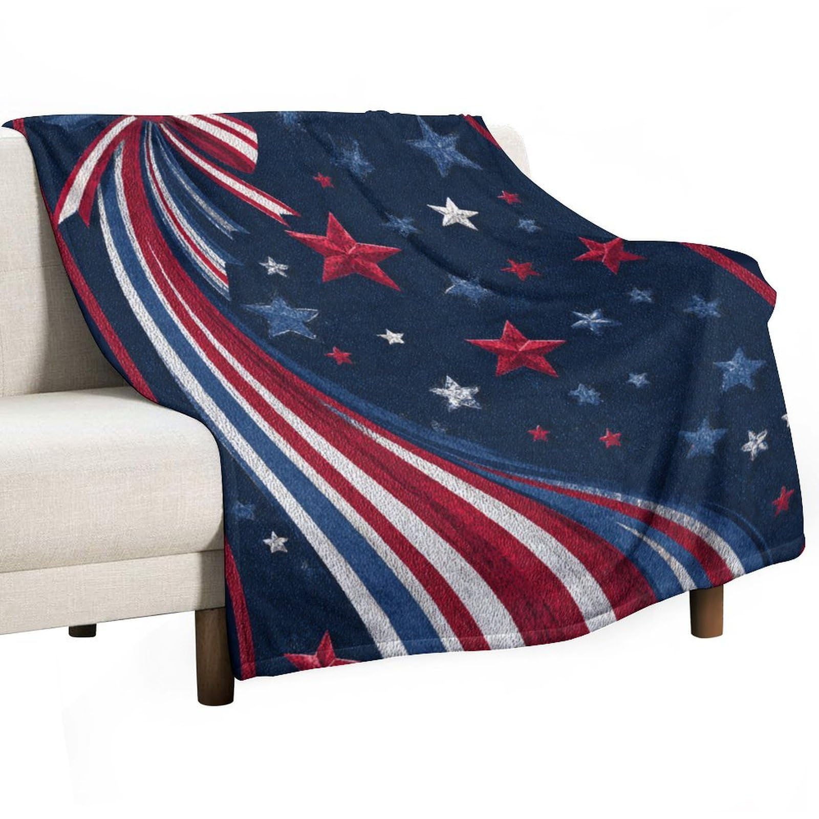 Jubonexis Festive Bow with Patriotic Colors Anti Pilling Throw Blankets Cozy Durable Blanket for Bedroom Living Rooms Couch Sofa Bed 130x150cm(50x60in)
