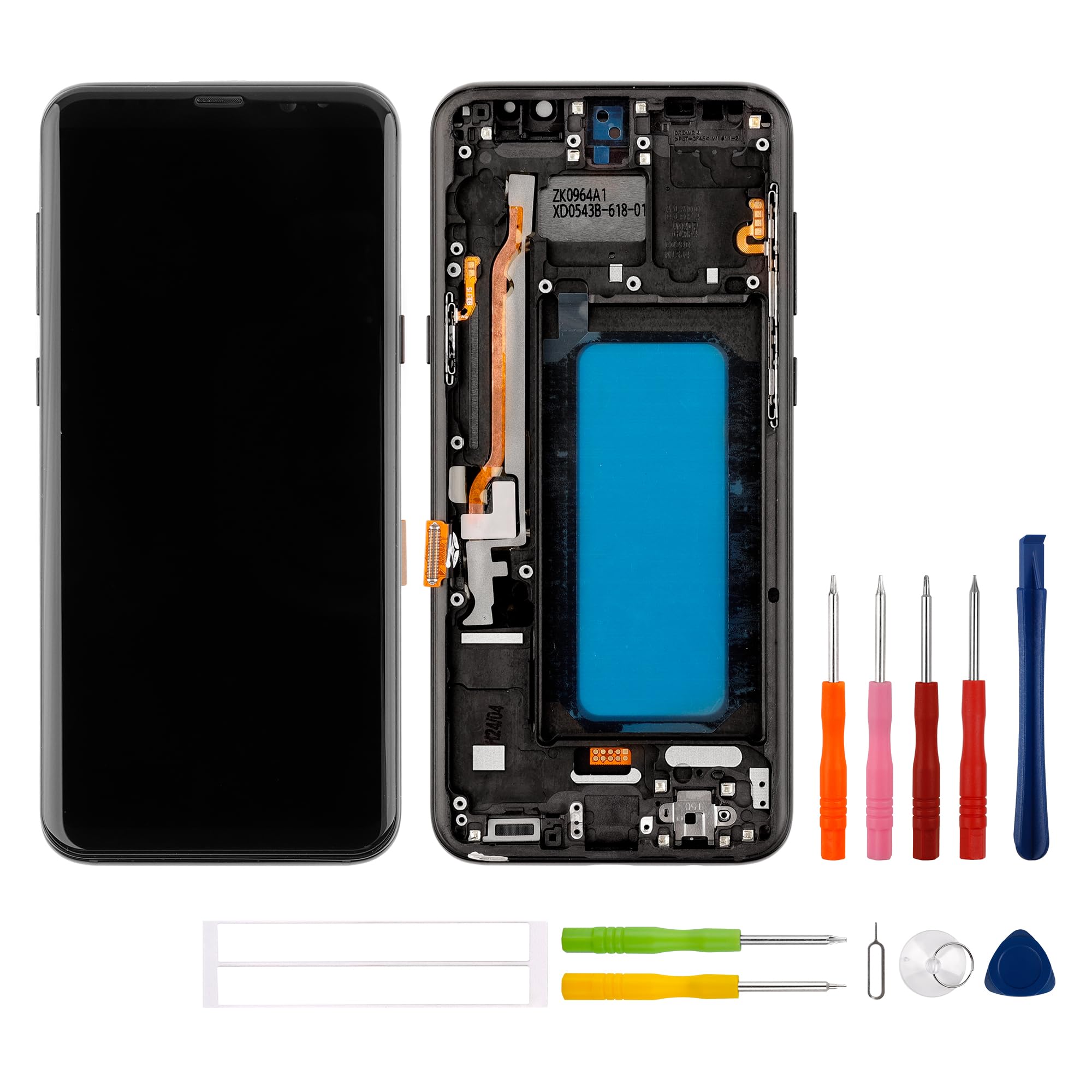 LCD Display Compatibile con Samsung Galaxy S8 Plus S8+ (Nero with Frame) Touchscreen Bildschirm Digitizer Assembly Glas + Strumenti