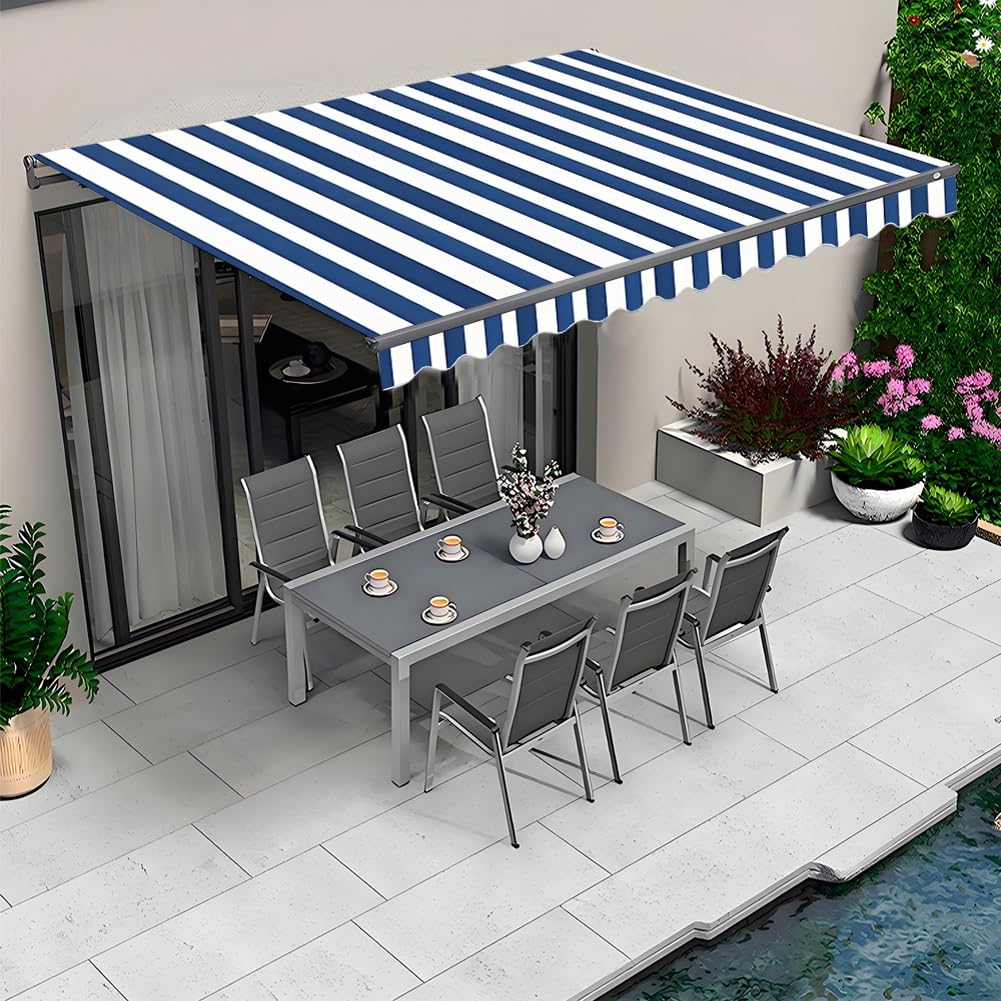 Wysuwana tkanina markizy do kampera, ciemnoniebieska, 3 x 2,0 m, płótno przeciwsłoneczne do ogrodu, na patio, balkon, ochrona przed promieniowaniem UV, łatwa instalacja