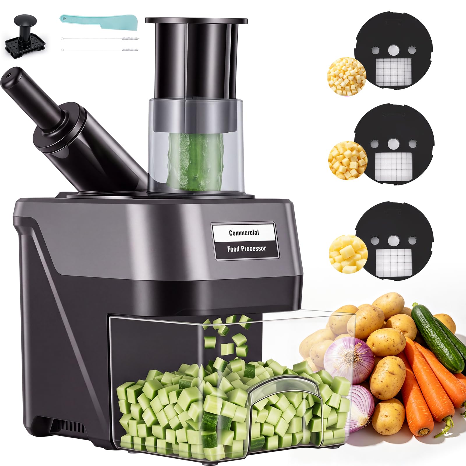 YUCHENGTECH Cortador Verduras en Dados Electrico Profesional 100W