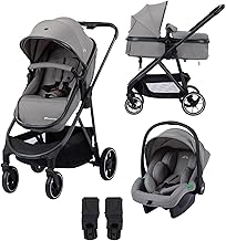 Bebeconfort Breeze Trio, Baby Kinderwagen 3 in 1 mit Kindersitz, 0-22 kg (0-4 Jahre), Reversibler & Leichter Kinderwagen Set, i-Size Kindersitz, Kompakter Faltmechanismus, Mineral Grey