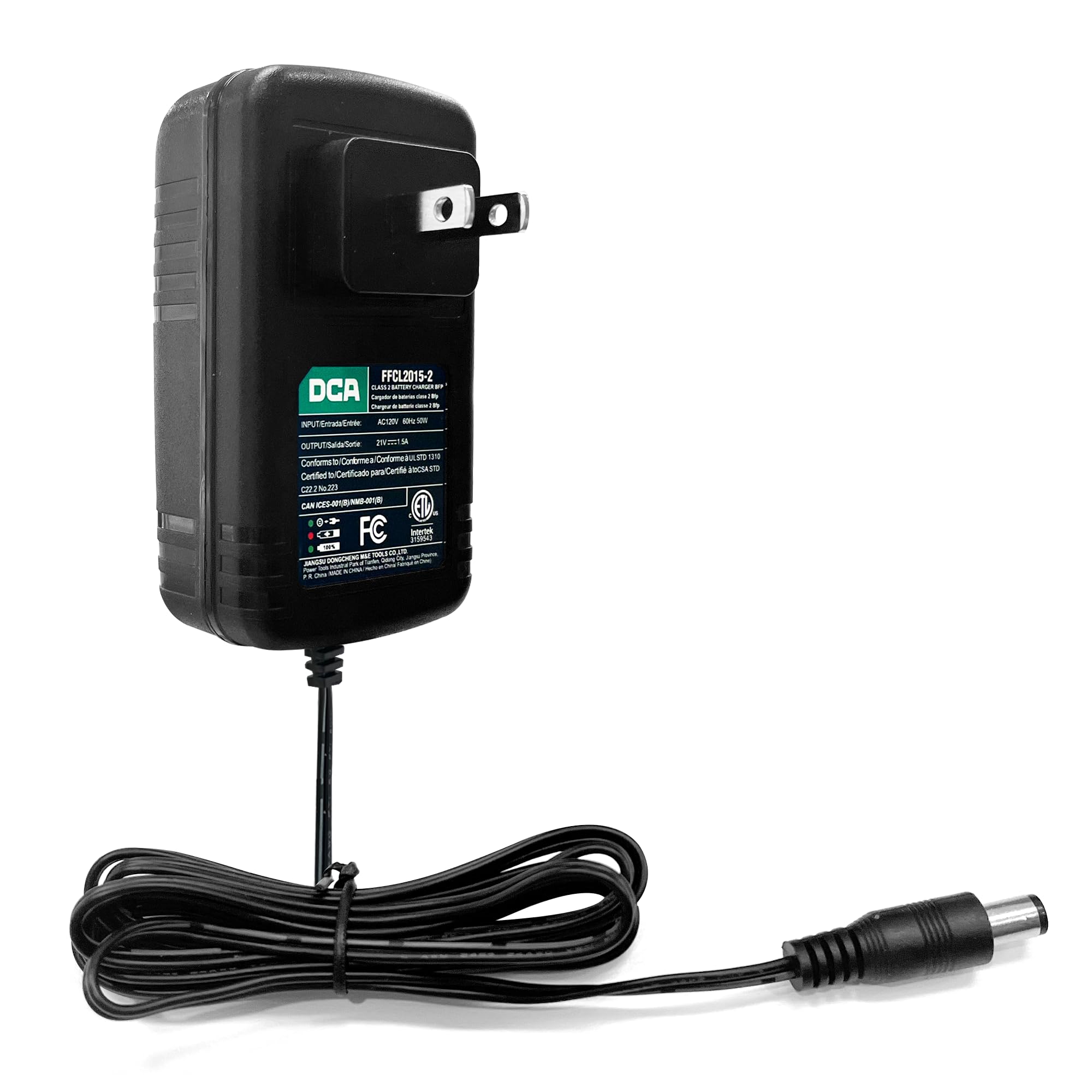 DCA 20V MAX Lithium Ion Battery Charger (FFCL2015-02), Only Compatible with DCA FFBL2020-03 Battery (for ADC Cordless Drill ADJZ2035), Compact Design