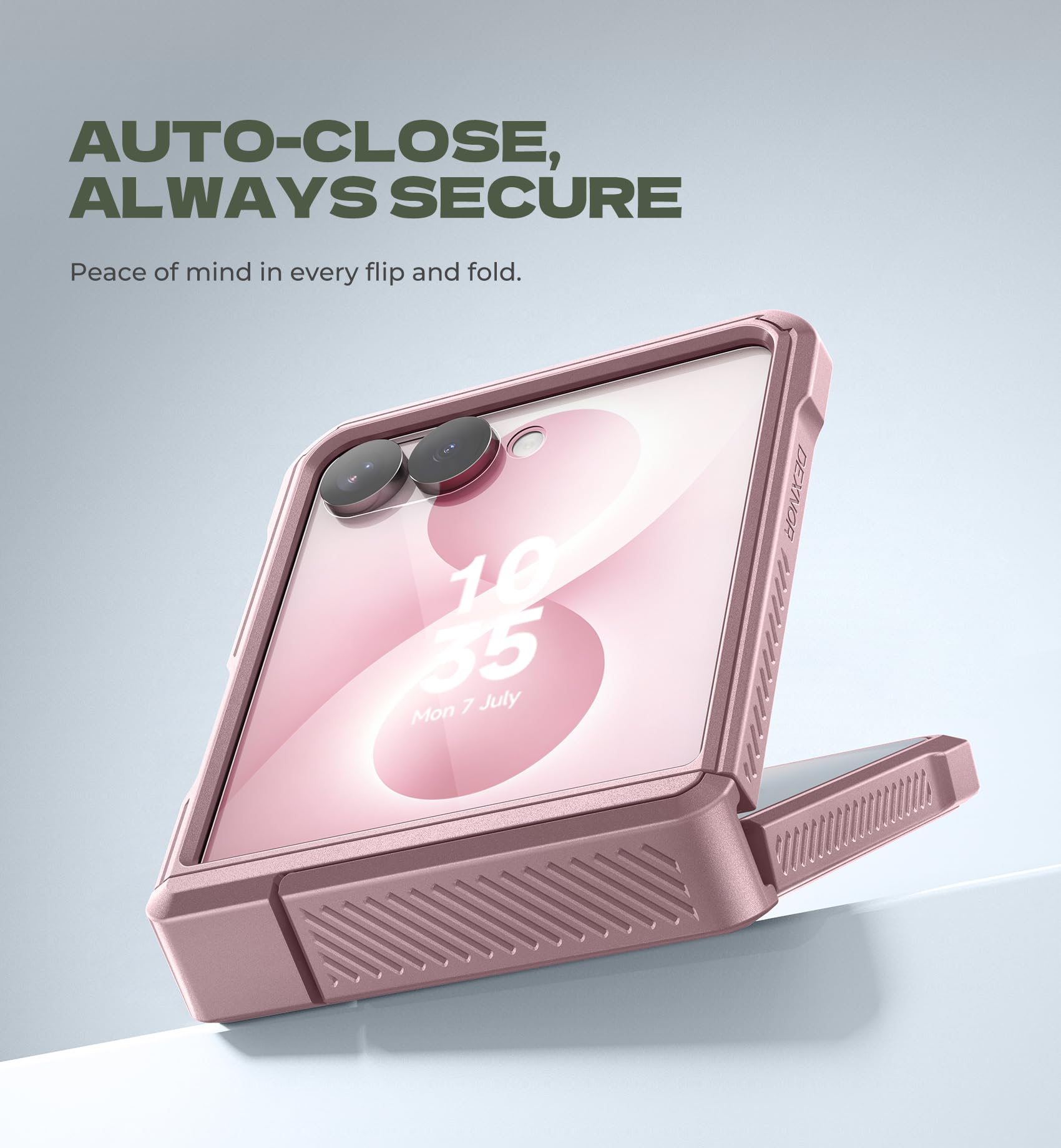 Dexnor Kompatibel mit Samsung Galaxy Z Flip 8 Hülle mit Dual-Ständern, Auto-Close-Scharnierschutz & Displayschutzfolie, Vollständige Robuste Stoßfeste Schutzhülle, Schwerer Bumper Case - Pink