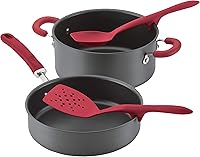 Vista 8 de Rachael Ray Juego de cucharas flexi Turner y raspar y utensilios de cocina, 2 piezas, color rojo