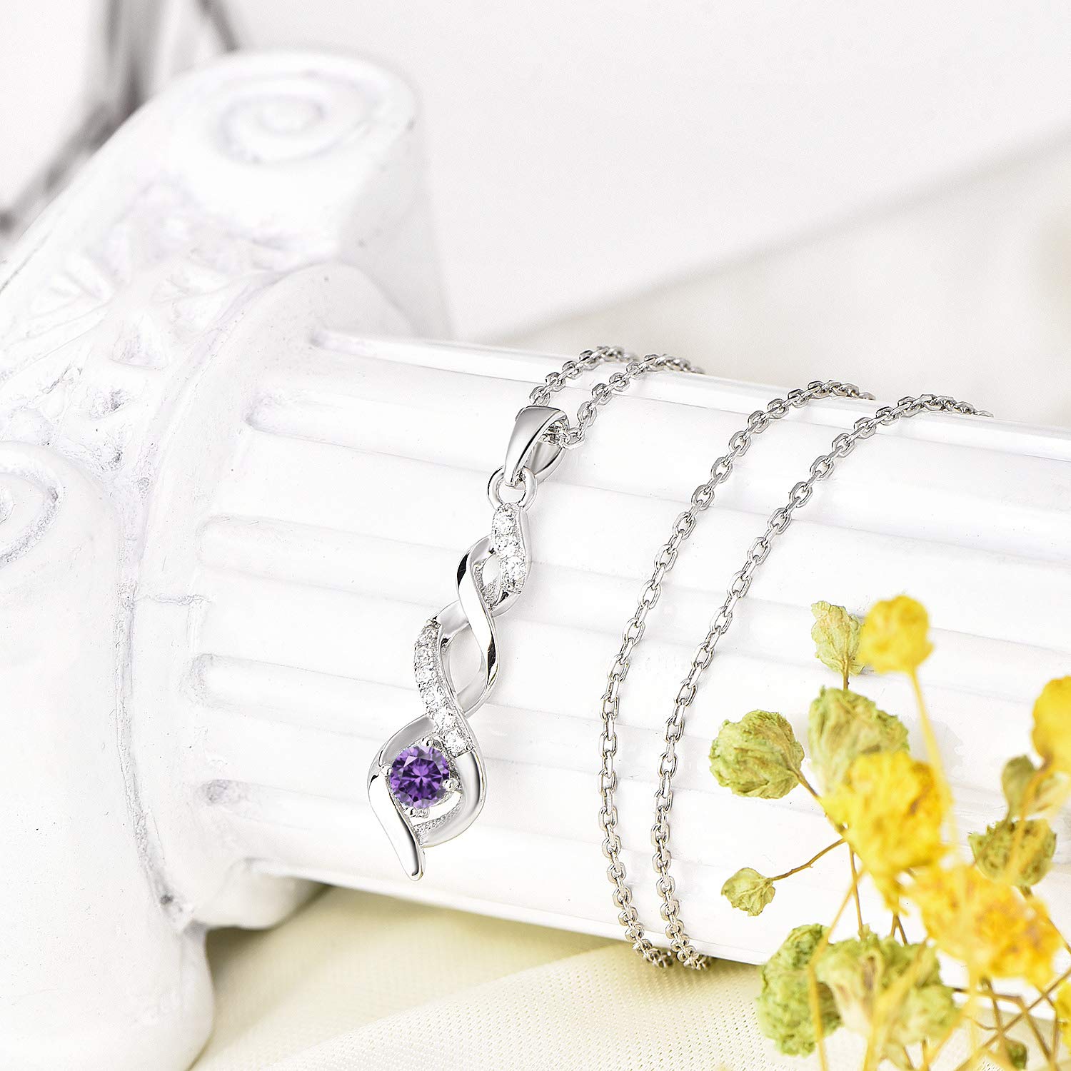 JO WISDOM Damen Halskette Sterling Silber 925,Kette Anhänger Unendlichkeit Infinity mit 3A Zirkonia,Schmuck für Frauen