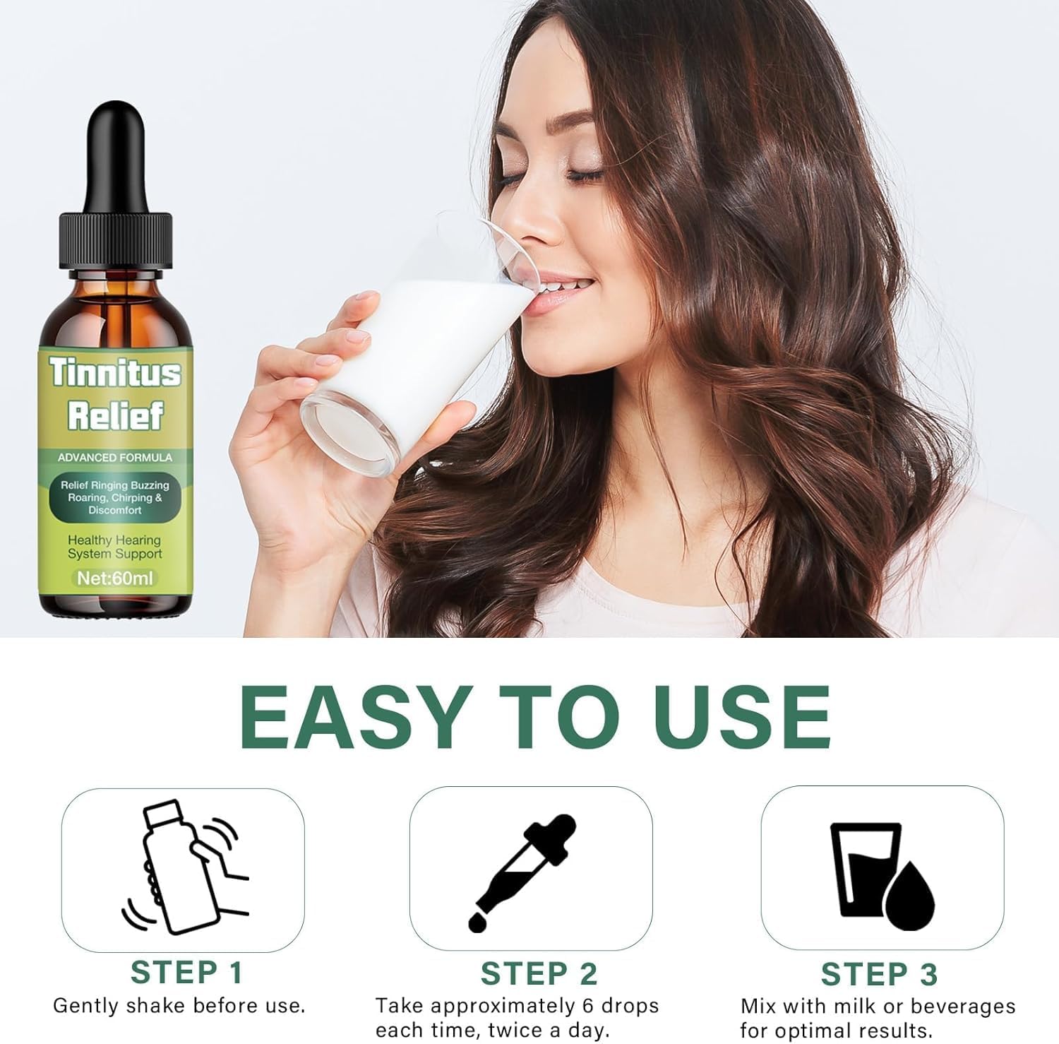 Tinnitus Relief for Ringing Ears, Gentle Herbal Tinnitus Relief Drop, Naturally Formulated to Help Minimize Ear Noise & Support Healthy Hearing for Daily Use