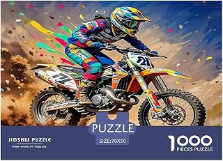 Off-Road motorcykelpussel 1000 bitar tunga leksaker pedagogiska spel familj spel utmaning för vuxna och barn från 14 år premium 70 x 50 cm/1000 st