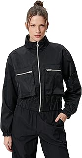 KOTON womens Bomber Zipper High Neck Pockets Jacket