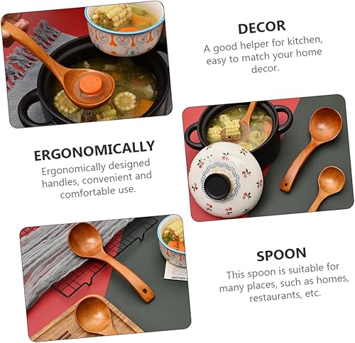 Miniatura 2 de Anneome Cuchara de madera Cuchara de madera Utensilios de cocina de madera Utensilios de madera para comer Cucharas de sopa de madera Cucharas de