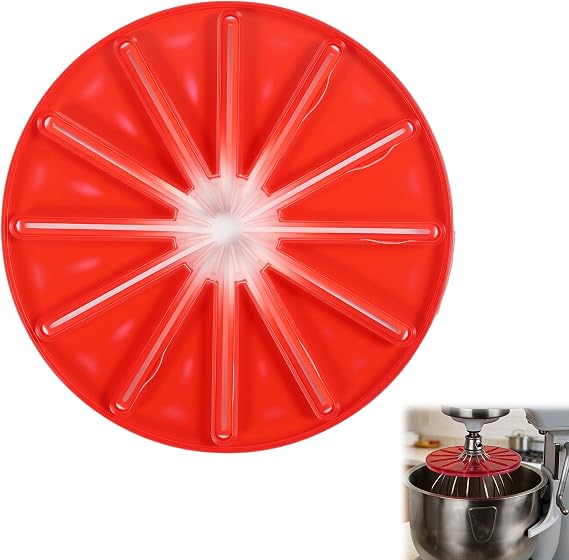 Stand Mixer Whisk Scraper Splash Guard, Round Mixing Bowl Wiper Baffle for 6 Wire Whisk, ABS TPR Anti Splatter Accessory Compatible with Kitchenaid Stand Mixer Kitchen Aid Accessories, Red