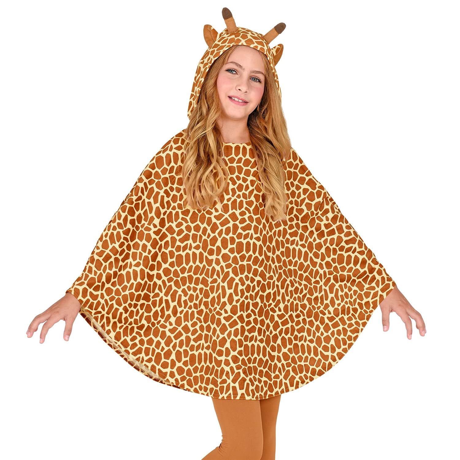 W WIDMANN MILANO Party Fashion 48158 - Kinderkostüm Giraffe, Poncho mit Kapuze, Überwurf, Mottoparty, Karneval