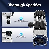 Vista 7 de Bomba de vacío de diafragma sin aceite, bomba de vacío sin aceite de 1100 W, bomba de vacío de diafragma silenciosa sin aceite 7CFM con cabezal