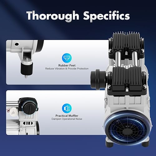 Miniatura 3 de Motor de compresor de aire sin aceite, bomba de aire silenciosa sin aceite de 110 V Cabeza de compresor de aire pequeña cabeza de bomba de aire