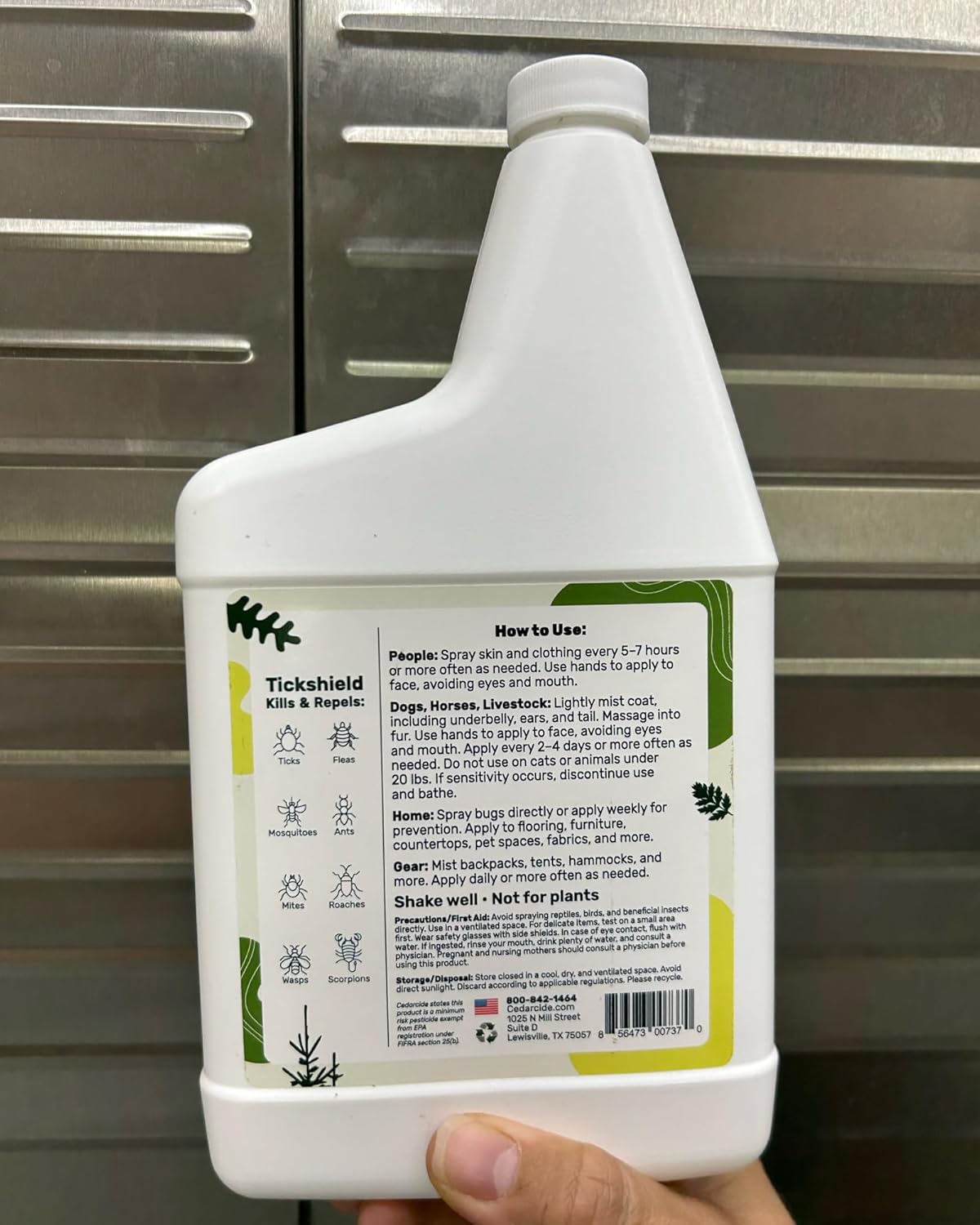 Cedarcide Tickshield with Lemongrass Biting Insect Spray (Pint) Kills and Repels Fleas, Ticks, Ants, Mites, and Mosquitoes