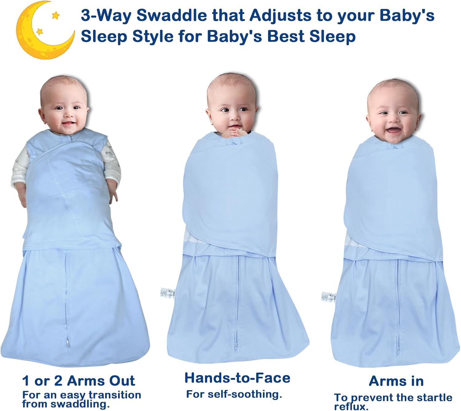 Baby Sleep sack Swaddle,Swaddles 3-6 Months,3-Way Adjustable Wearable Transition Blanket 100% Cotton 2-Piece - Image 4