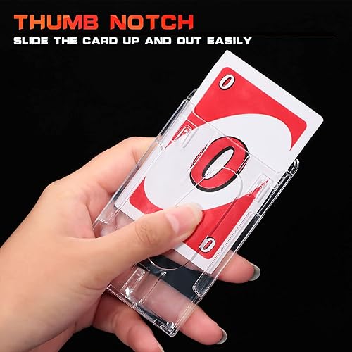 Miniatura 4 de 50 piezas verticales de 2 tarjetas de alta resistencia, plástico duro, plástico transparente, vertical, tarjetero de identificación, funda