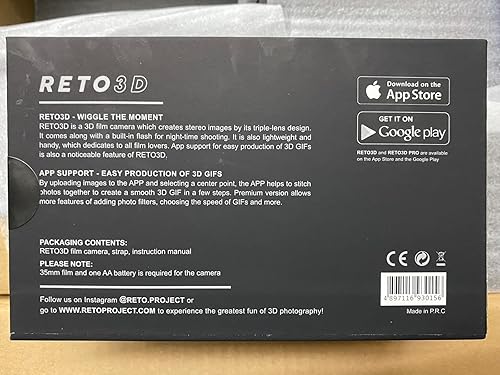 Miniatura 11 de R eto Reto3D 1.378 in 3D Cámara de película - Retro Lenticular 3D Efecto Boomerang Cámara