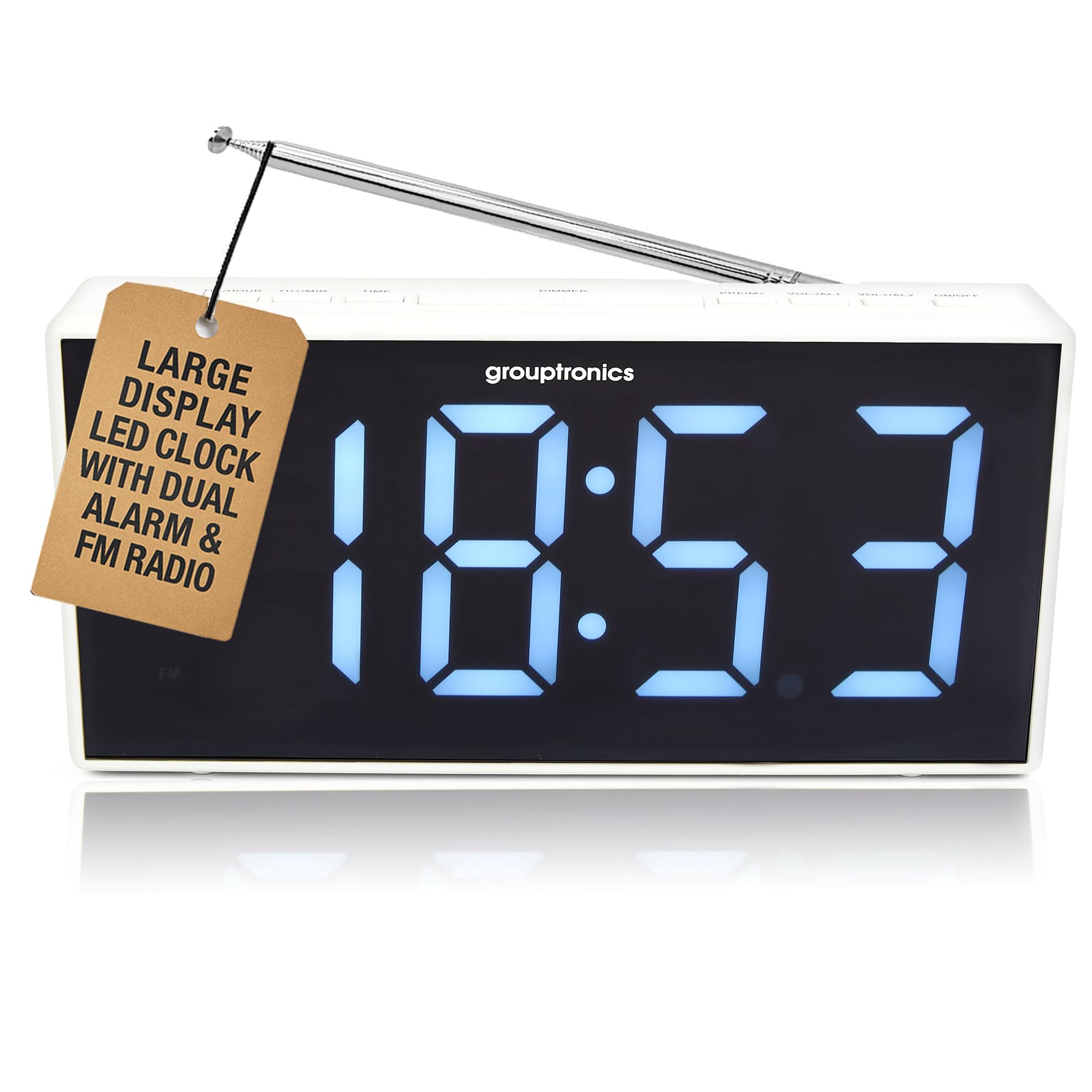 Grouptronics Gtcr-T1m 9" Digital Alarm Clock Radio - 9" Large Display