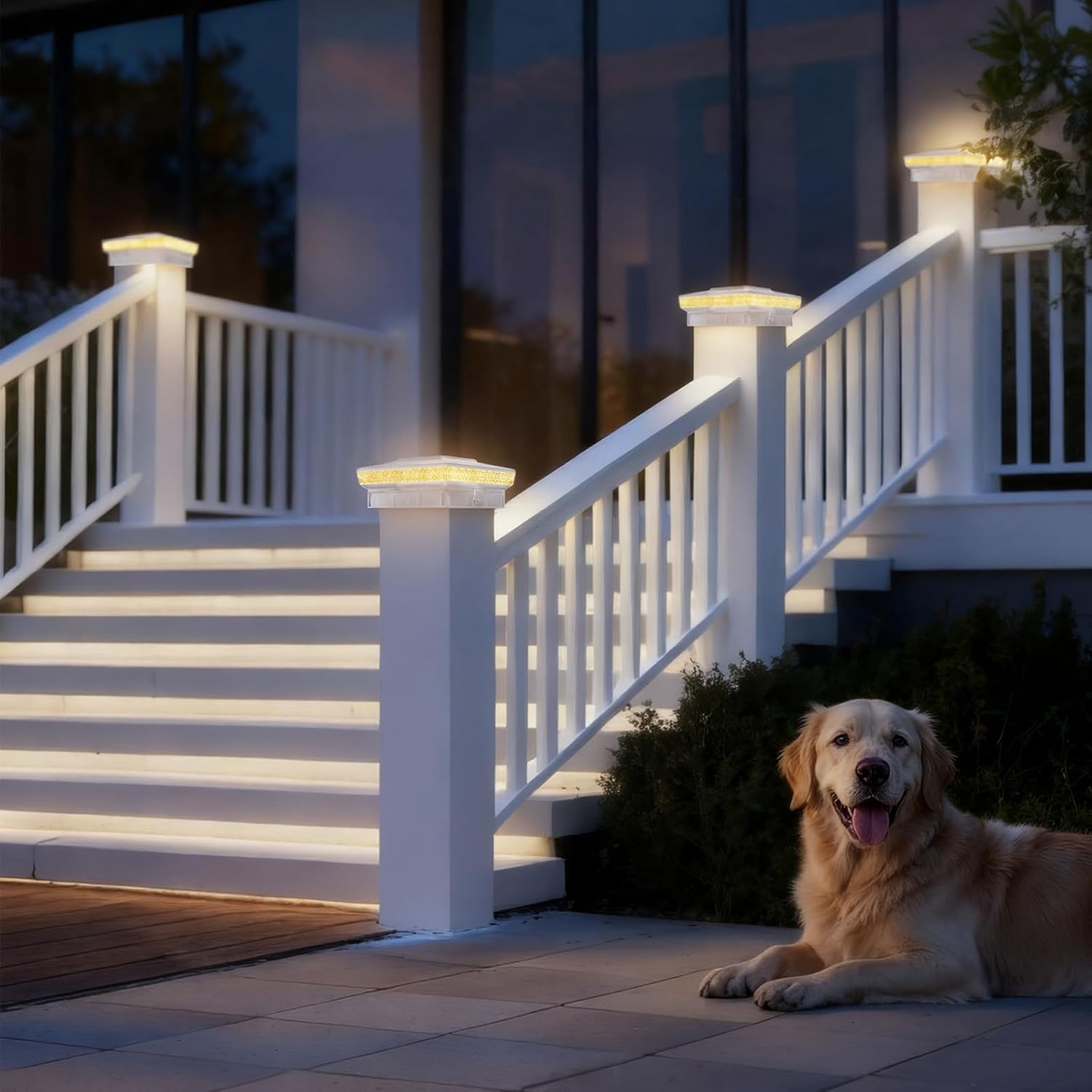 VOLISUN Solar Post Cap Lights, 4x4 Solar Deck Post Lights Outdoor, IP64 Waterproof Deck Post Lights Solar Powered (12 Pack White)