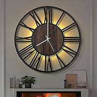 Vista 29 de LEIKE Relojes de Pared LED Grandes, Silenciosos, Sin Tictac, Funcionan con Pilas, Rústico Redondo Moderno Gran Reloj de Pared de Madera para Sala