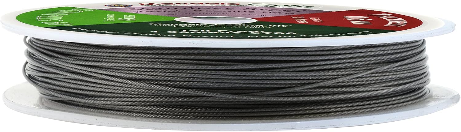 Mandala Crafts 49 Strand Beading Wire for Jewelry Making - 98 FT 22 Gauge Stainless Steel Braided Tiger Tail Wire for Bead Stringing