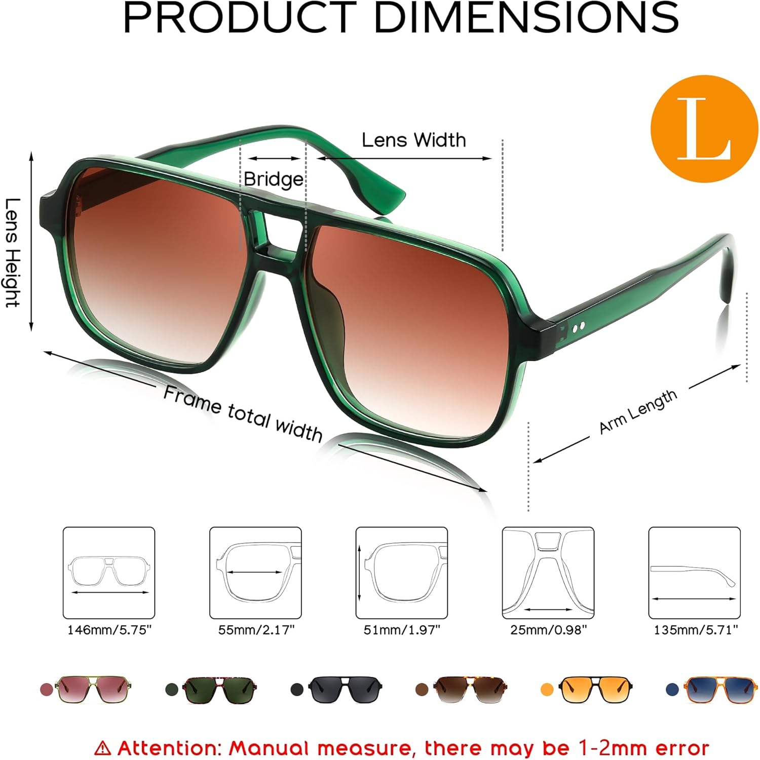 FEISEDY Retro Square Aviator Sunglasses Women Men 70s Vintage Trendy Plastic Frame Sun Glasses B4158 - Image 5