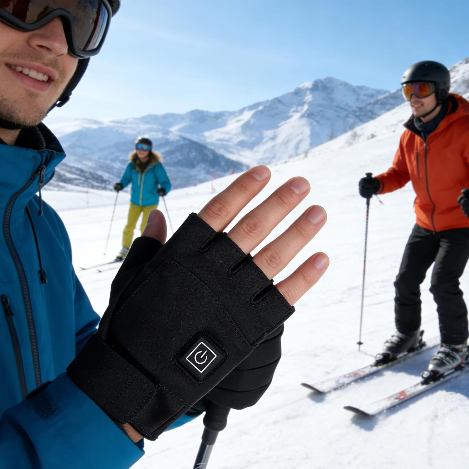 Heated Gloves, Windproof Touchscreen Fingerless Gloves, Waterproof USB Powered Hand Warmers for Men, Women, Youth, and Teens