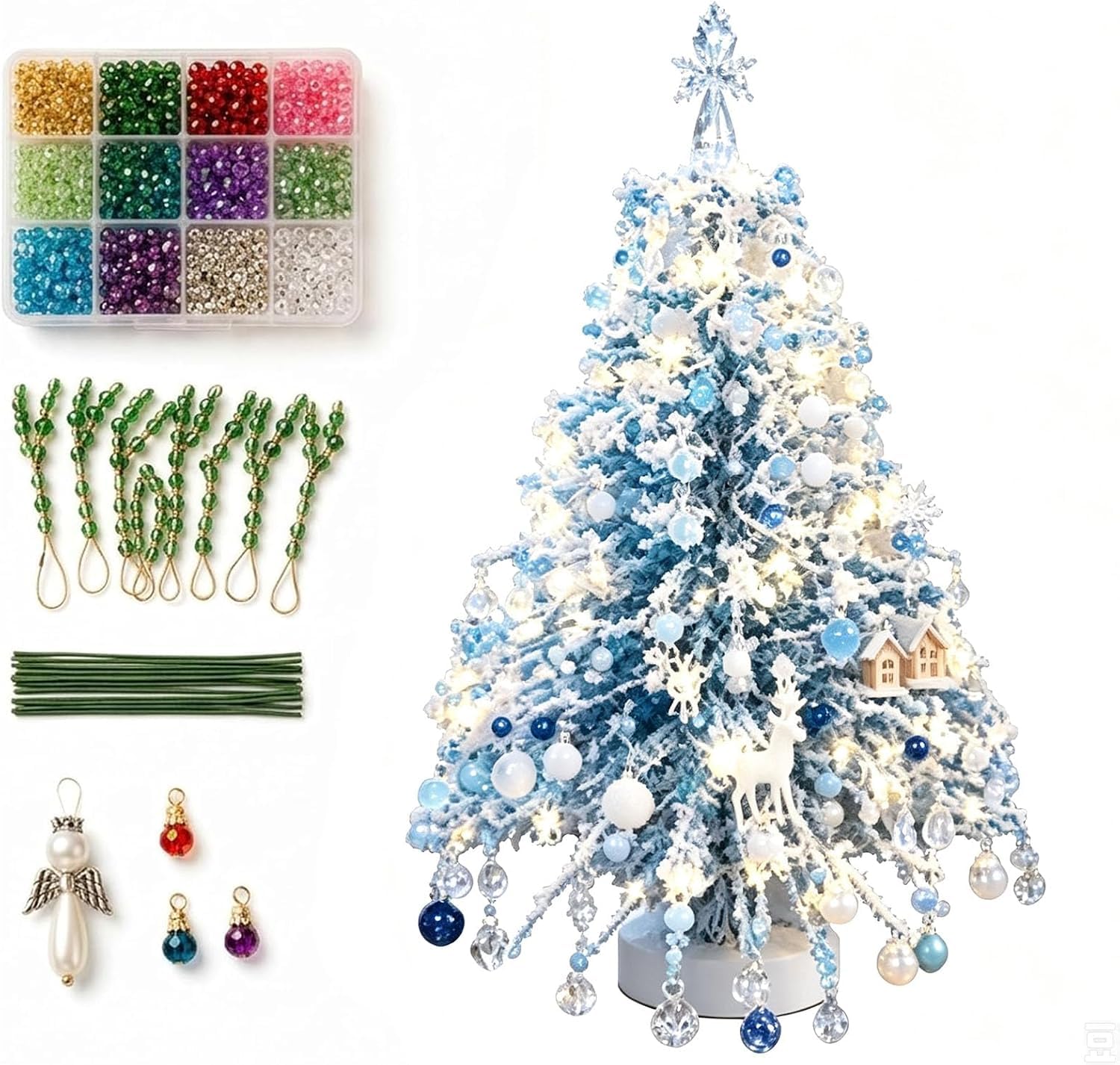 DIY Beaded Christmas Tree Kit, with Colorful Beads & Ornaments