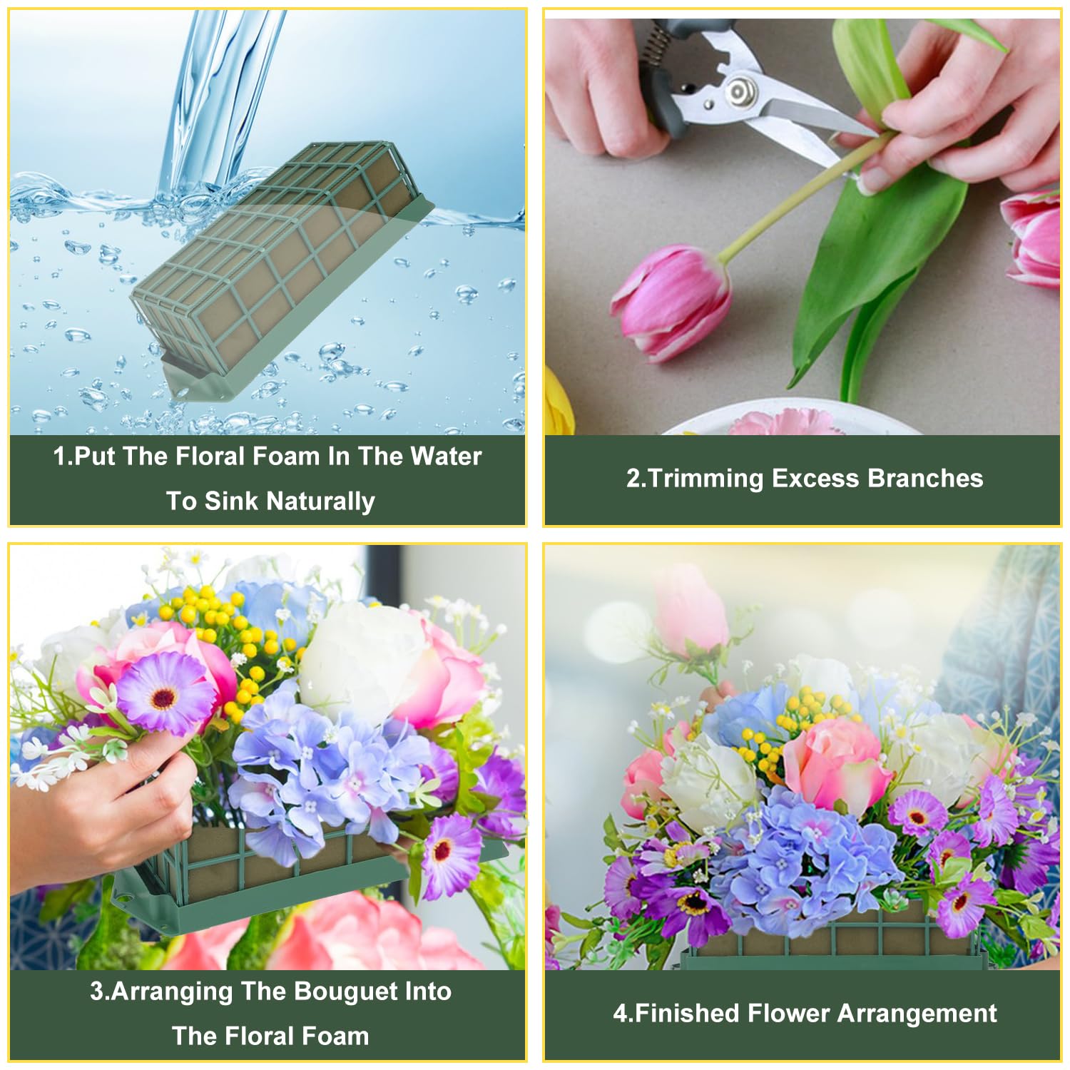Blumenkäfig Aus Schaumstoff – 6 Stück, Grün, Für Frische & Künstliche Blumenarrangements