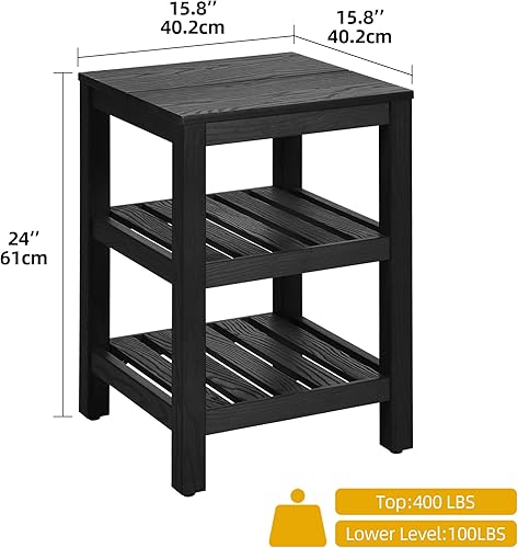 Miniatura 3 de DWVO Estante esquinero de 3 niveles de madera de polietileno resistente al agua, estante de baño para organizar mesita de noche rectangular, mesa