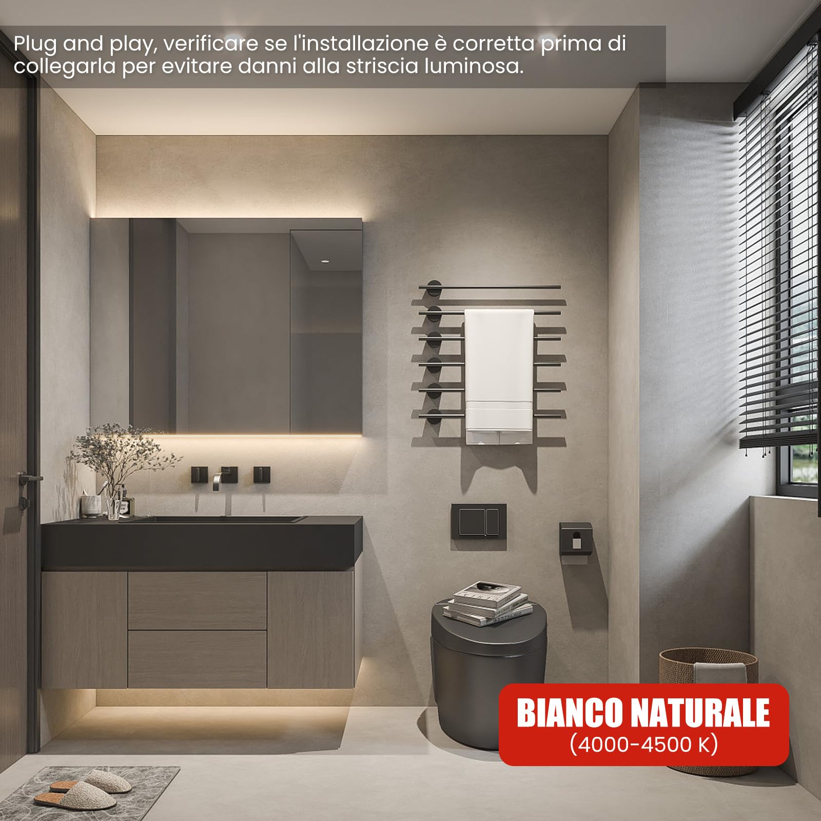 Striscia LED 220V SMD 2835, 120 LEDs/m, IP65 Impermeabile, Striscia LED Flessibile per Lucernario Soggiorno Decorazione Cucina (Bianco Naturale (4000-4500K), 20M)