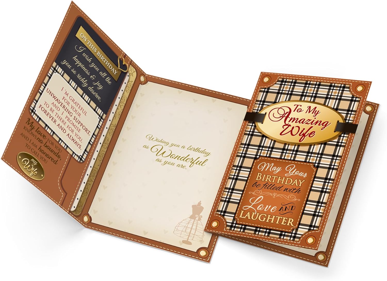 Prime Greetings Wife Birthday Card, Made in America, Eco-Friendly, Thick Card Stock with Premium Envelope 5in x 7.75in, Packaged in Protective Mailer - Image 3