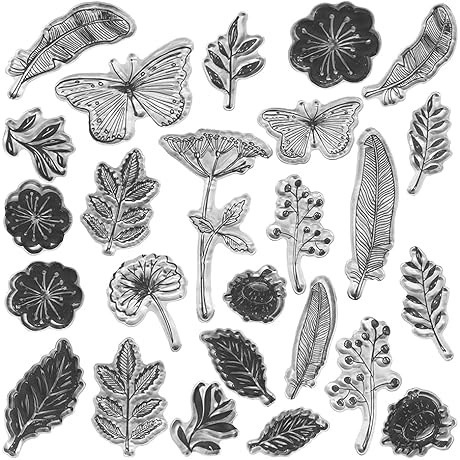 Flowers Leaf Background Clear Stamps for Crafts