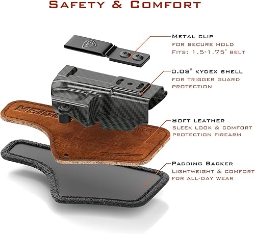 Miniatura 4 de Canik Mete MC9 - Funda con almohadilla de espuma cómoda, IWB Kydex y funda híbrida de cuero para pistola Canik Mete MC9 de 0.354 in en el interior