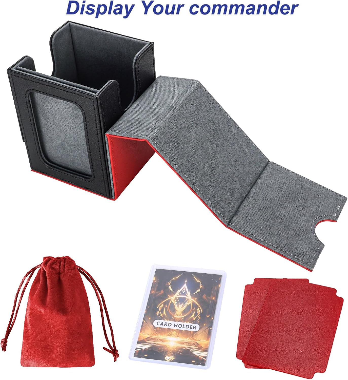 AFIING MTG Deck Box for Commander Display, Red Black image 5