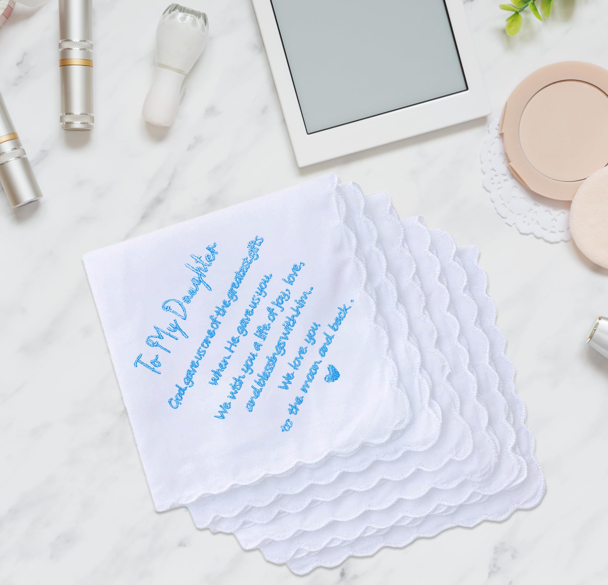 MKISHINE Something Blue Taschentuch für Braut – Engel-Geschenk, Hochzeitsstrauß-Clip, Blau