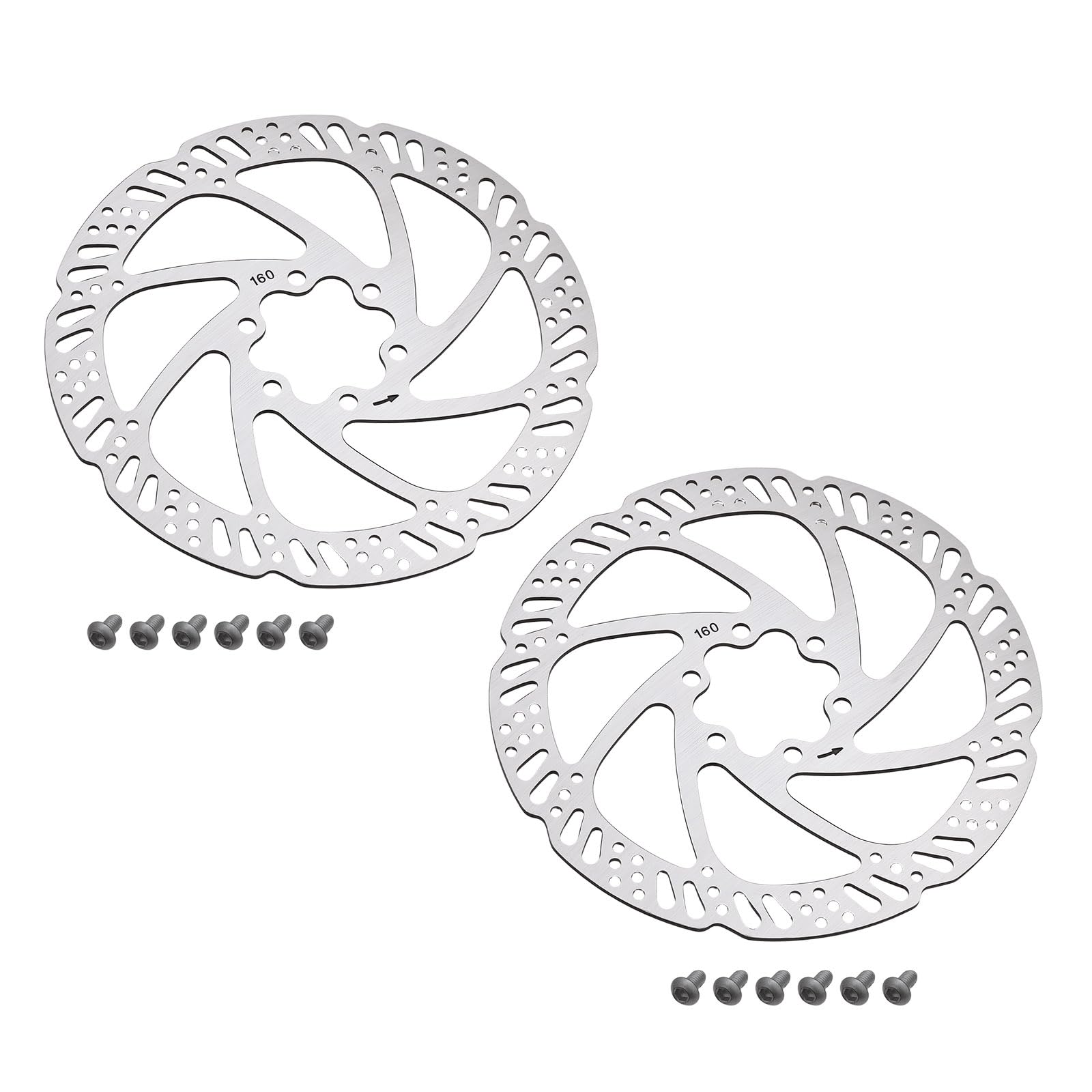 Briny River 2pcs 160mm 6 Holes Brake Disc TR160?24 with Screws for MTB Road Bikes