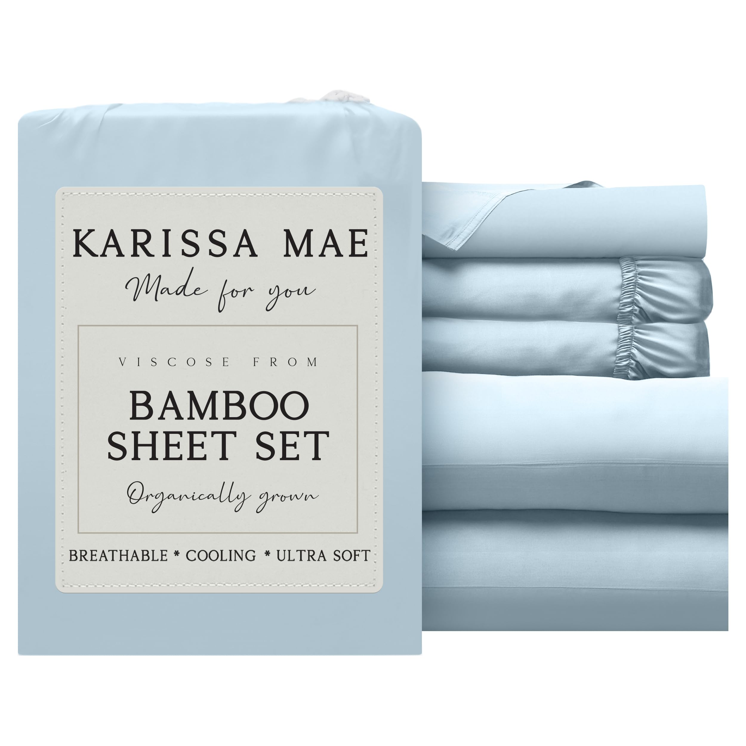 KARISSA MAE Luxury Bamboo Viscose Split King Size Sheet Set, FSC Certified