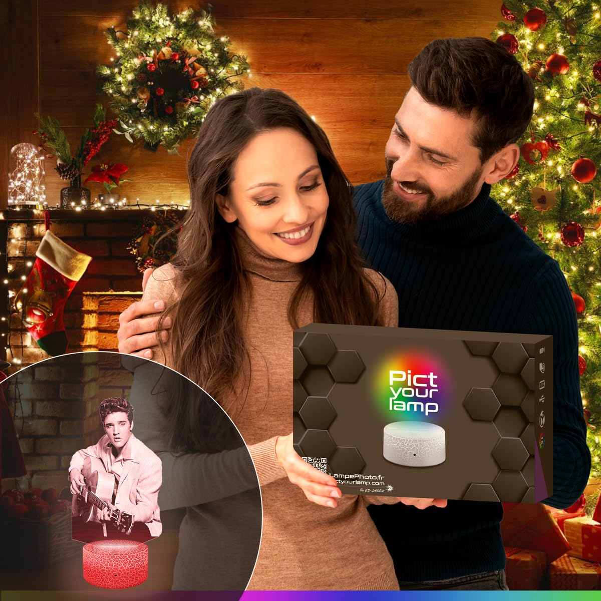 Lampephoto.fr - Lámpara 3D Elvis P. Luz Nocturna Táctil Elvis P. Led Ilusión 3D, Idea de Regalo para Niños y Niñas, Navidad, Lámpara de Mesilla de Noche para Niños o Adultos, Merchandising TOP