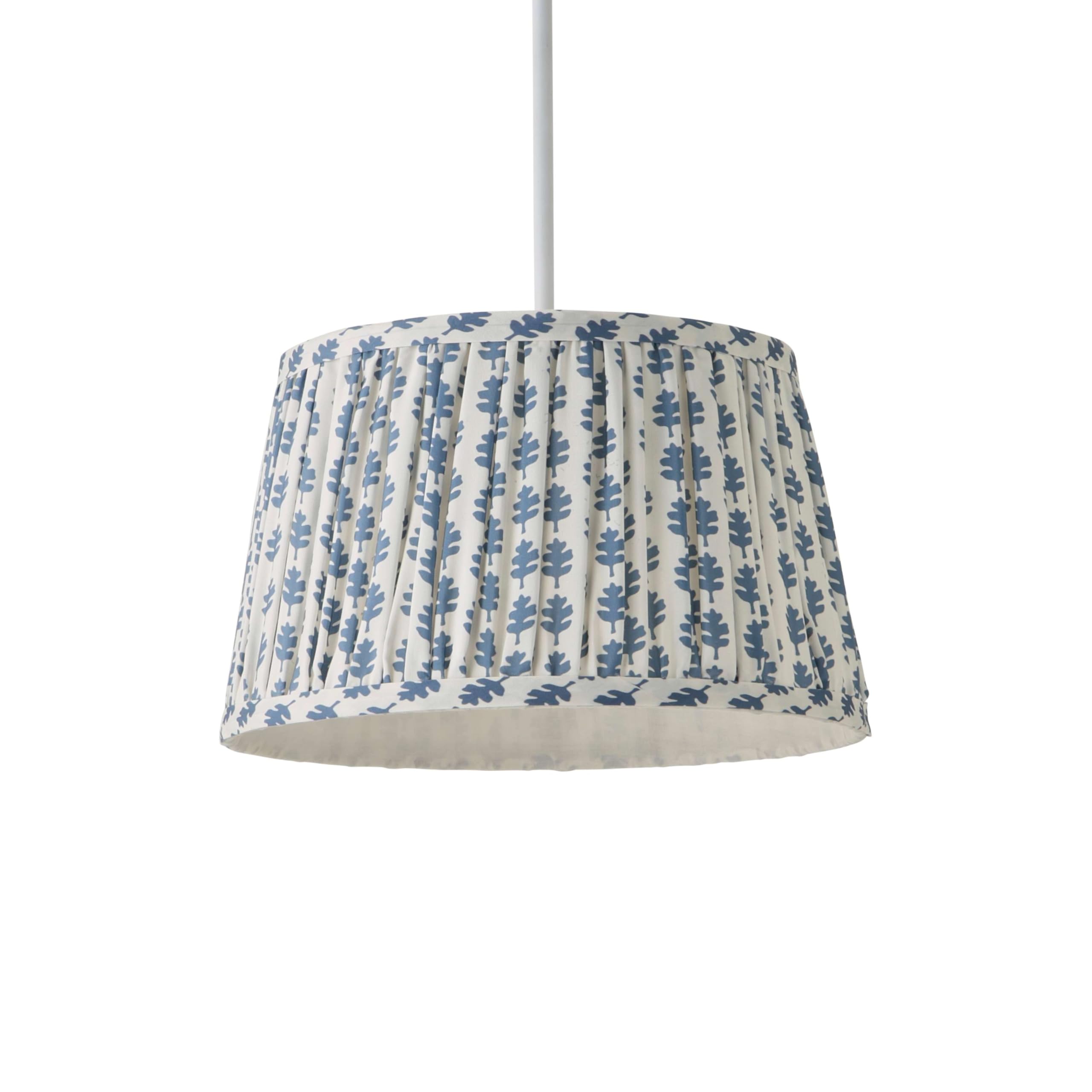 Valuelights Unisex Mid Blue Grange Small 25Cm Floral Pleated Ceiling Pendant Lamp Shade & Bulb In