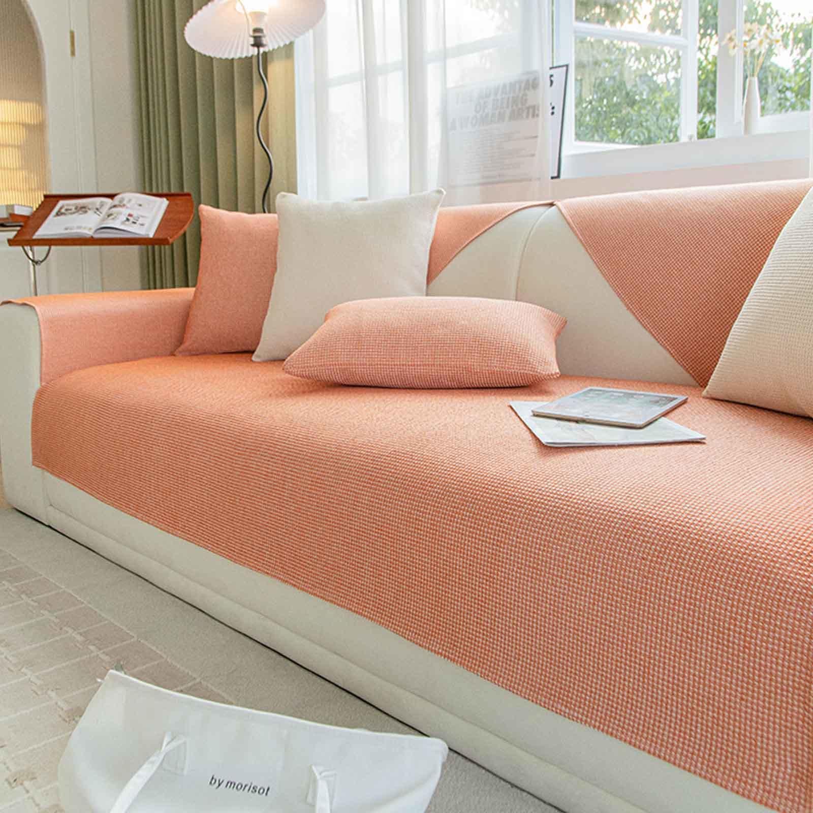 MTHGH Sofa Cover L Shape Sofa Slipcovers 3 Seater and 2 Seater Seat Protectors From Pets Anti-slip Reversible Quilted Couch Covers Corner Sofa,orange-Kissenbezug（30x50cm）