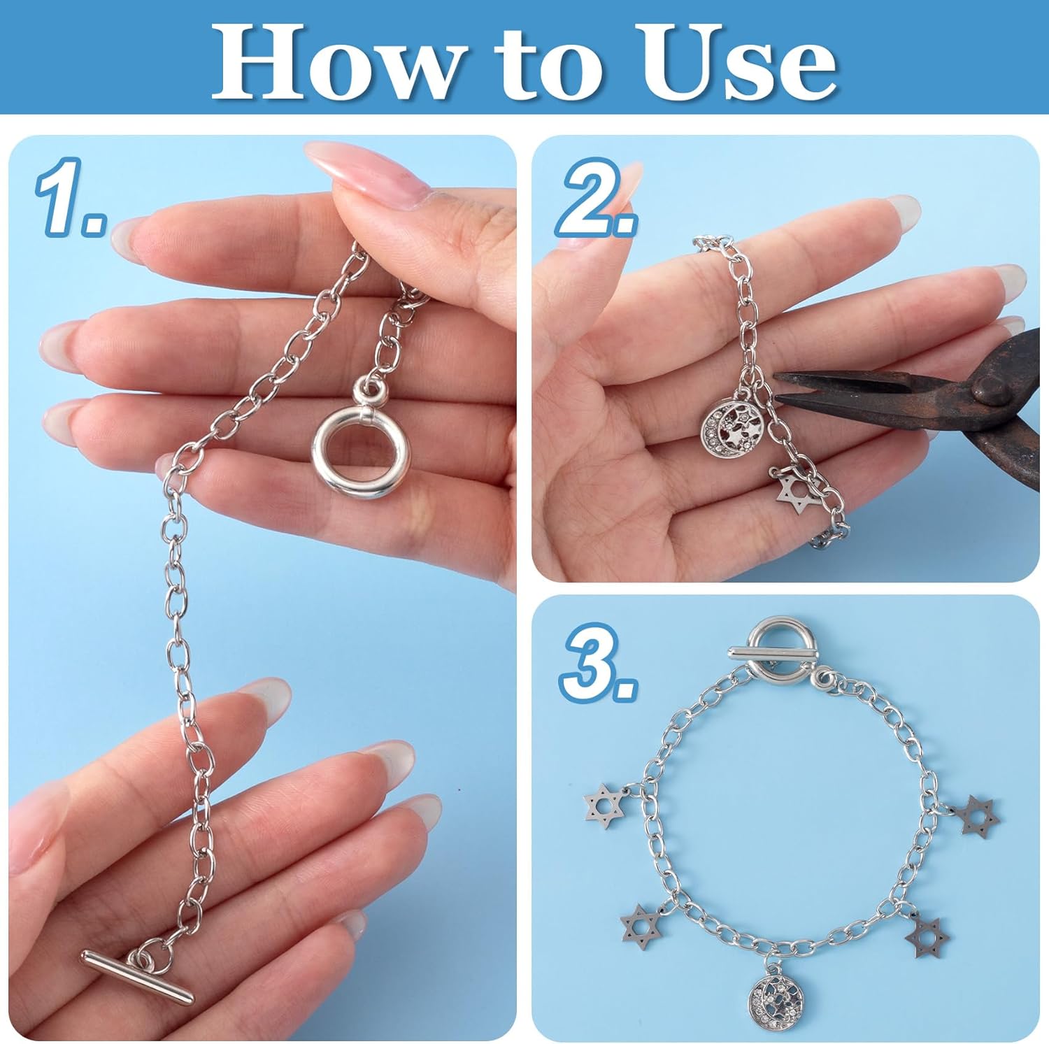 6 PCS Bracelet Chains for Jewelry Making, Chains with OT Buckle Link Chain Bracelets for Women DIY Crafts - Image 5