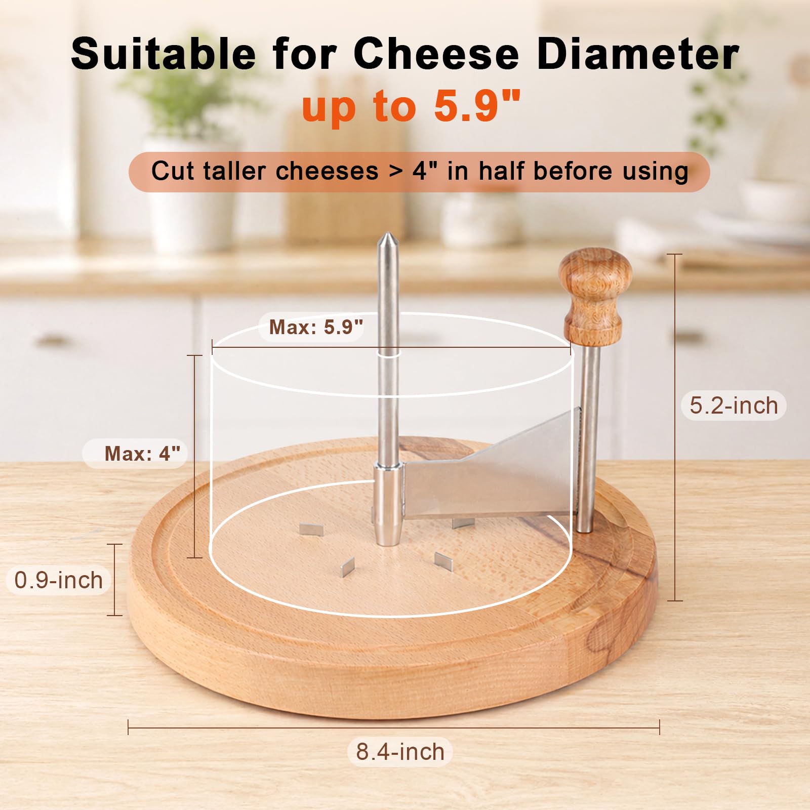 Affettatrice portatile per formaggio, in legno, con lama in acciaio inox, utensile da taglio manuale per parmigiano, Girolle, Camembert, Tete De Moine